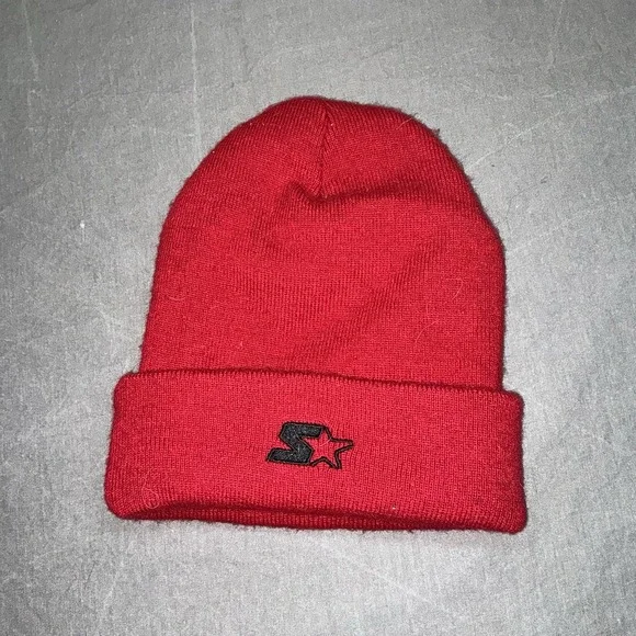 Ohio State OSU Buckeyes red Knit Winter Beanie Hat skull Cap Starter One Size - Picture 2 of 3